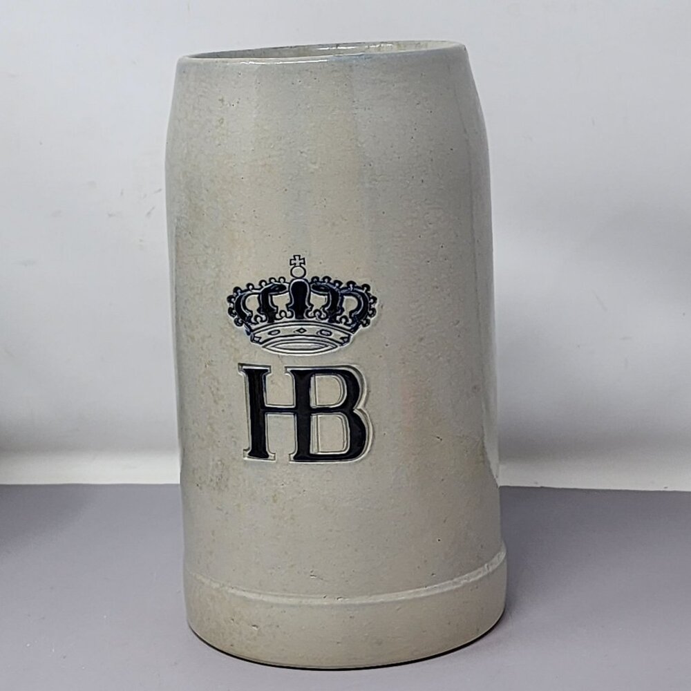 Vintage HB Stoneware Beer Stein 1L German Mug With Handle‎ West Germany